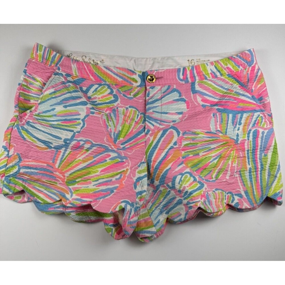 Lilly Pulitzer The Buttercup Short Sz 16 Seashells Pink Shellebrate Scalloped